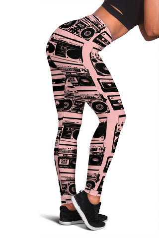 Women Leggings Sexy Printed Fitness Fashion Gym Dance Workout 80's Boombox Pink 06