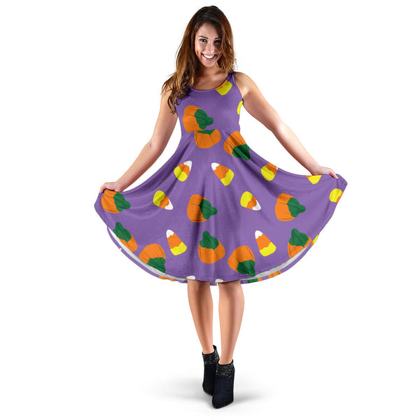 Women's Dress, No Sleeves, Custom Dress, Midi Dress, Trick Or Treat 11