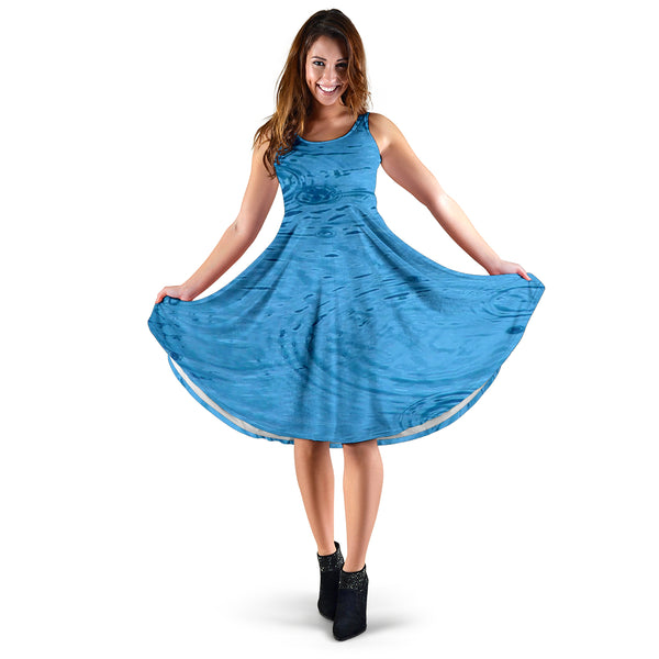 Women's Dress, No Sleeves, Custom Dress, Midi Dress, Nature 1-08