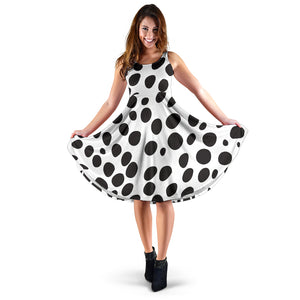 Women's Dress, No Sleeves, Custom Dress, Midi Dress, Animal Print Black and White 02