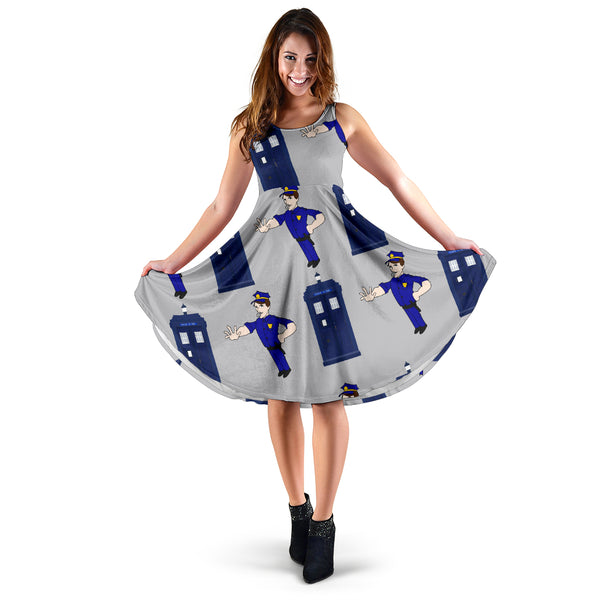 Women's Dress, No Sleeves, Custom Dress, Midi Dress, Police 10