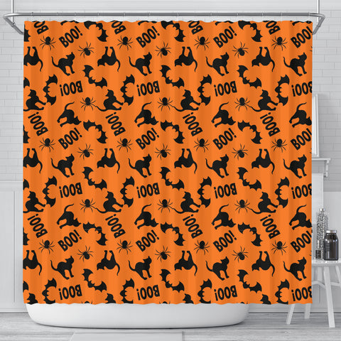 Black Cat Halloween Shower Curtain