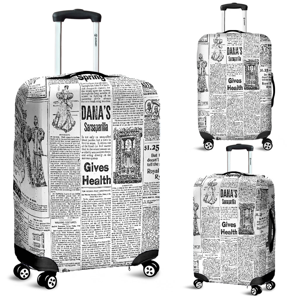 Scrambled Eggs Old Newspaper Luggage Cover - STUDIO 11 COUTURE