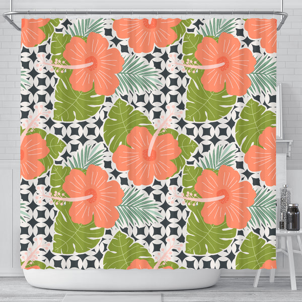 Tropical Hibiscus Shower Curtain - STUDIO 11 COUTURE