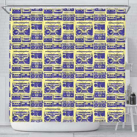 80s Boombox Shower Curtain - STUDIO 11 COUTURE