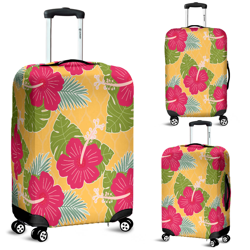 Tropical Red Flower Luggage Cover - STUDIO 11 COUTURE