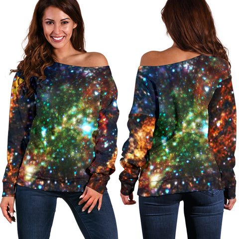 Women Teen Off Shoulder Sweater Galaxy 5