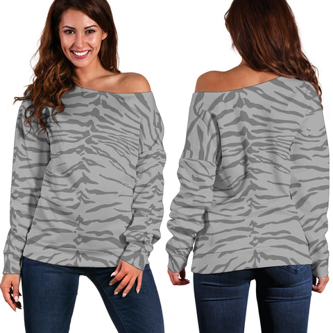 Women Teen Off Shoulder Sweater Animal Print Black And White BWanimalprint-03b