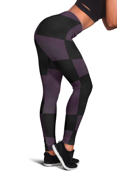 Fashion & Fitness Leggings Alice In Wonderland 1 Purple Black Checkerboard