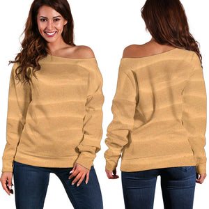 Women Teen Off Shoulder Sweater Nature 1 Sand