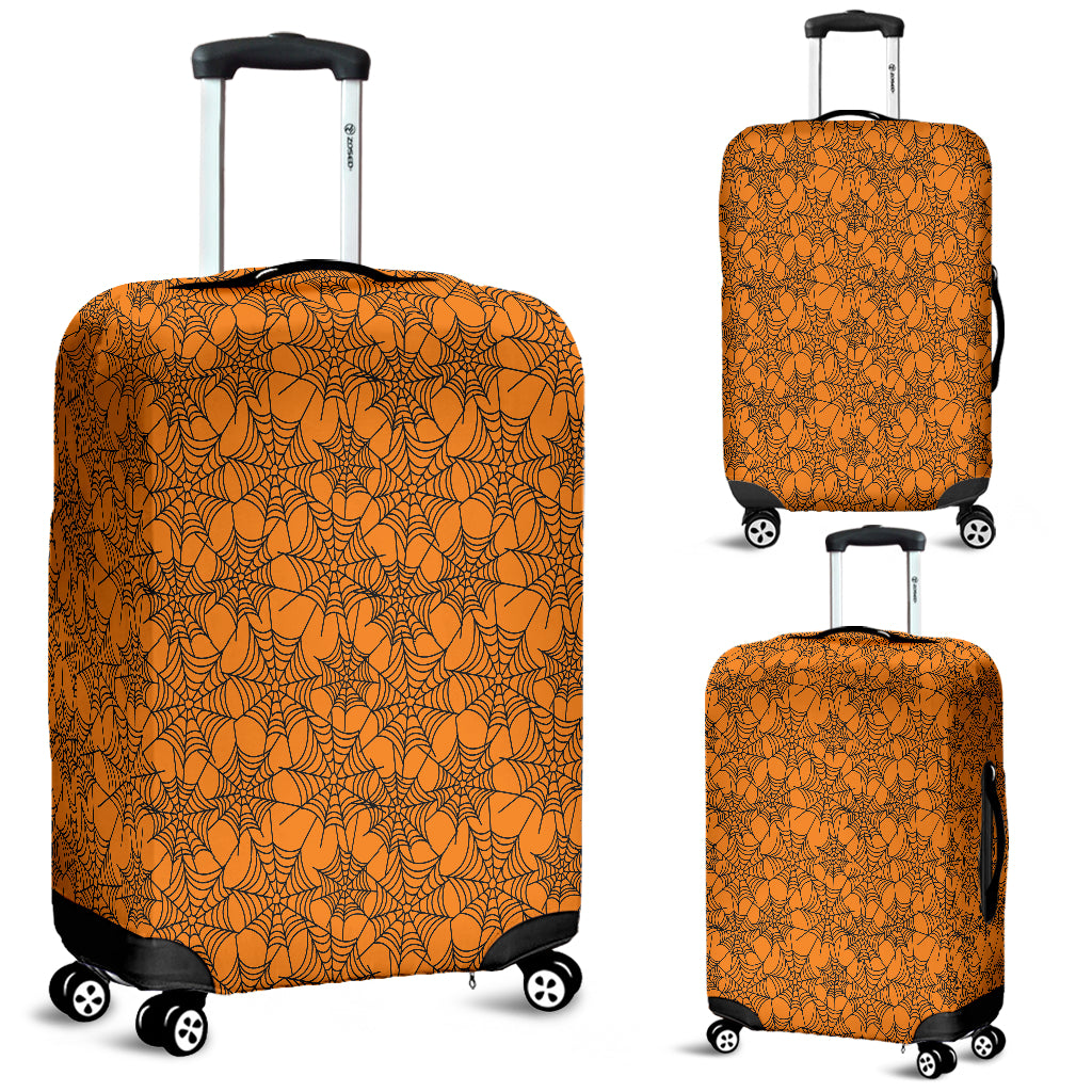 Orange Spider Web Halloween Luggage Cover