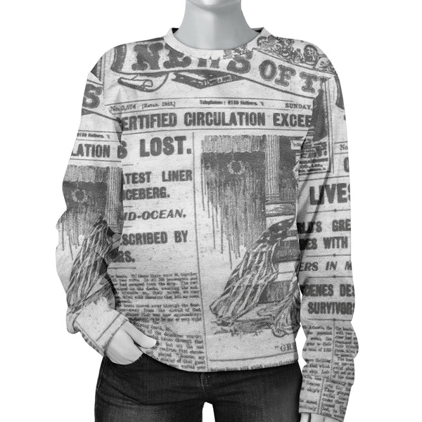 Custom Made Printed Designs Women's (N2) Sweater Newspaper