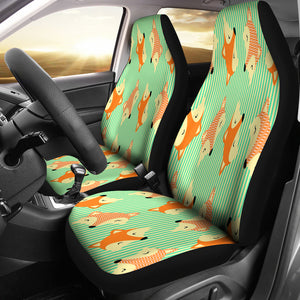 Cute Green Stripe Large Fox Car Seat Covers