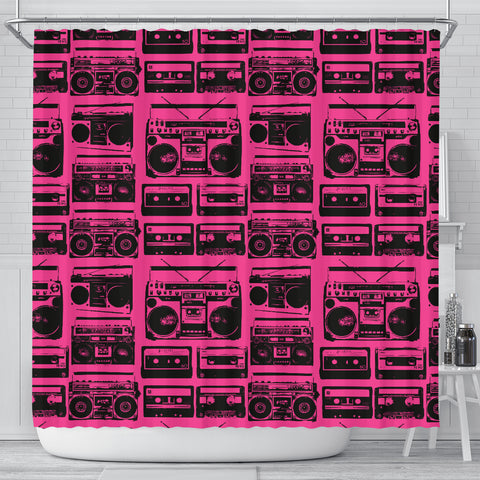 80s Boombox Shower Curtain - STUDIO 11 COUTURE