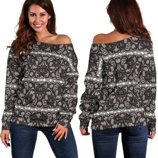 Women Teen Off Shoulder Sweater Lace 1 DFS12