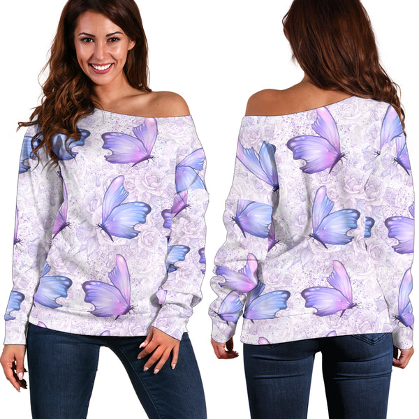 Women Teen Off Shoulder Sweater Lady Butterfly 06