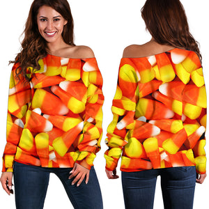 Women Teen Off Shoulder Sweater Candy 1-13