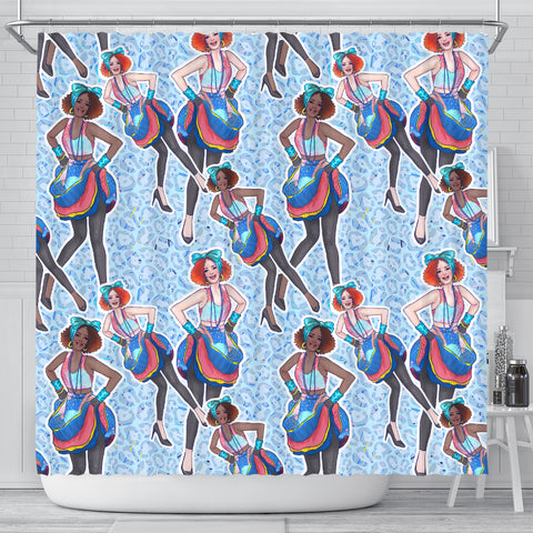 80s Fashion Girl Shower Curtain - STUDIO 11 COUTURE