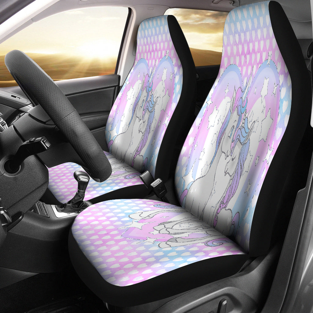 Unicorn In Love Hombre Hearts Car Seat Covers