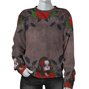 Custom Made Printed Designs Women's (W14) Sweater Sugar Skull