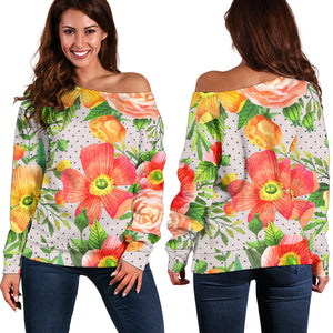 Women Teen Off Shoulder Sweater Floral Spring 1-02