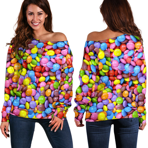 Women Teen Off Shoulder Sweater Candy 1-14