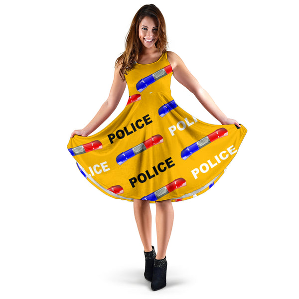 Women's Dress, No Sleeves, Custom Dress, Midi Dress, Police 07