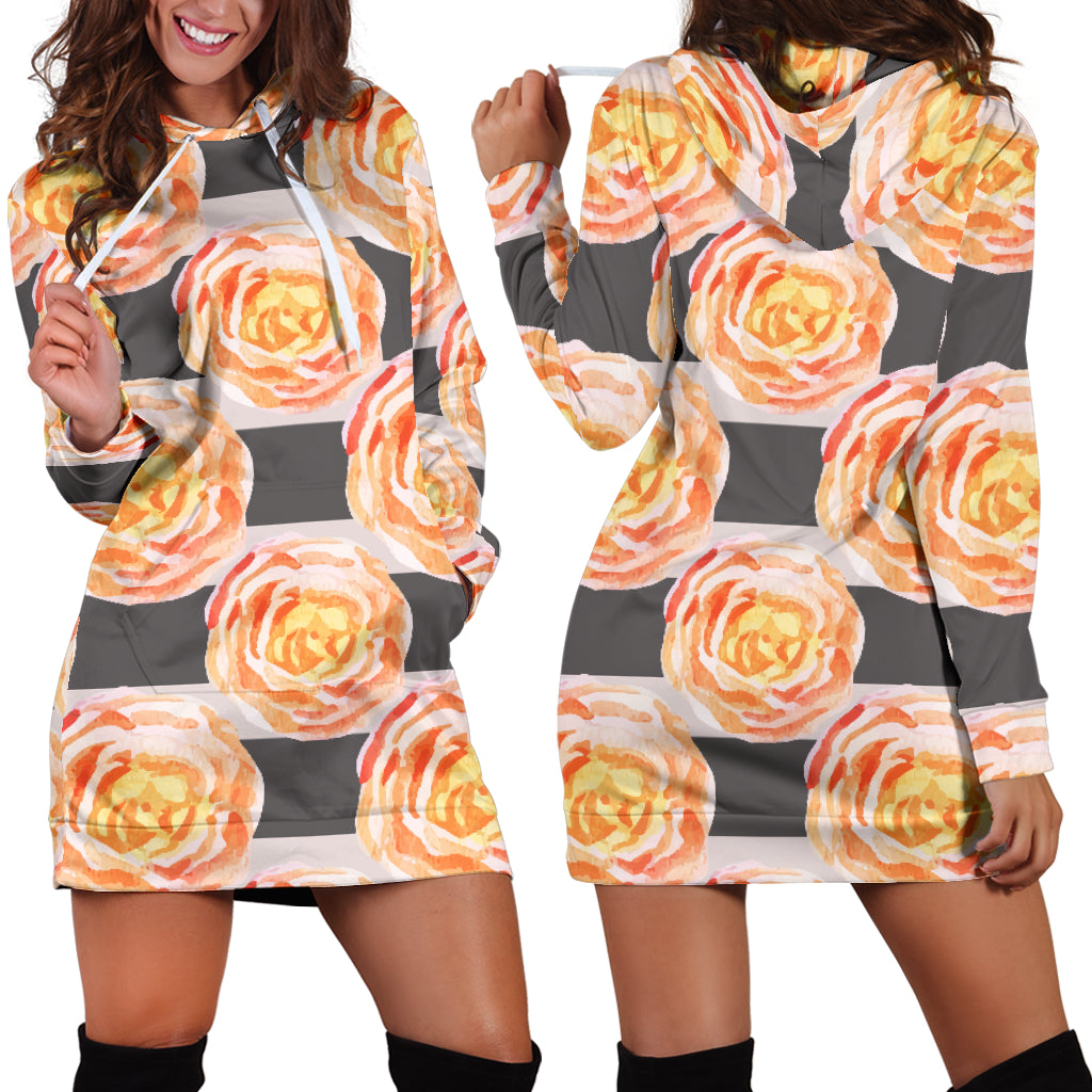 Studio11Couture Women Hoodie Dress Hooded Tunic Astonishing Floral Spring Athleisure Sweatshirt