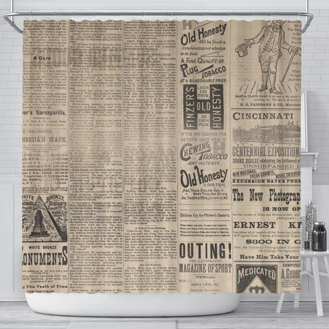 Old Newspaper 7 Shower Curtain - STUDIO 11 COUTURE