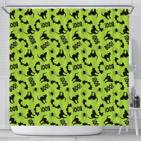 Black Cat Halloween Gothic Shower Curtain