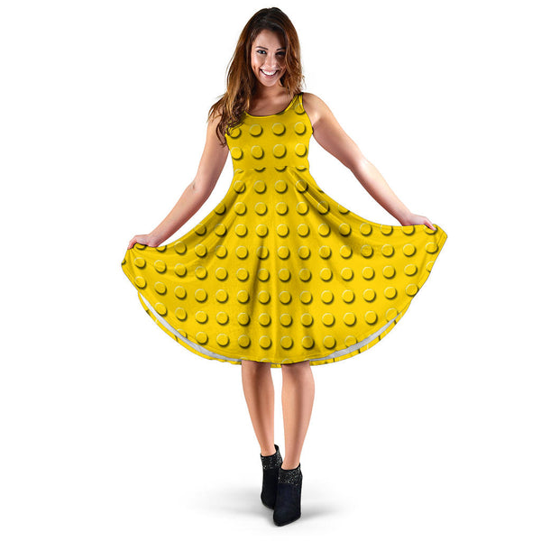 Women's Dress, No Sleeves, Custom Dress, Midi Dress, Lego Building Blocks 06