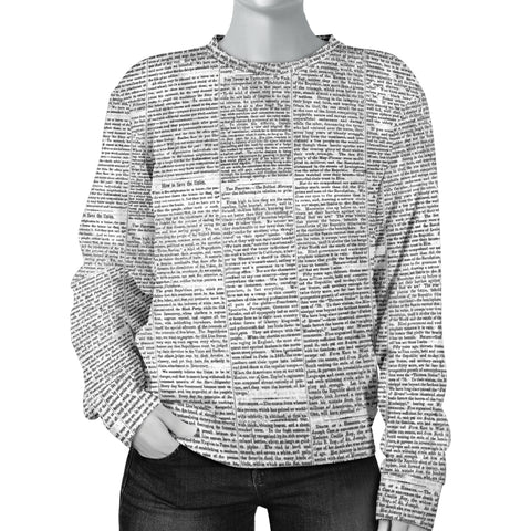 Custom Made Printed Designs Women's (N9) Sweater Newspaper
