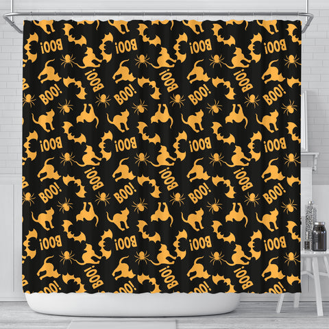 Orange Cat Halloween Shower Curtain - STUDIO 11 COUTURE