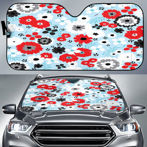 Blue Red White Floral Auto Sun Shades