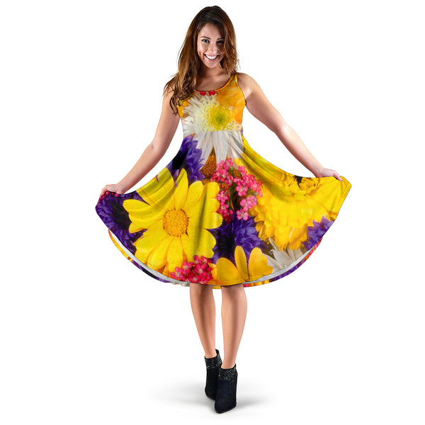 Women's Dress, No Sleeves, Custom Dress, Midi Dress, Nature 1-10