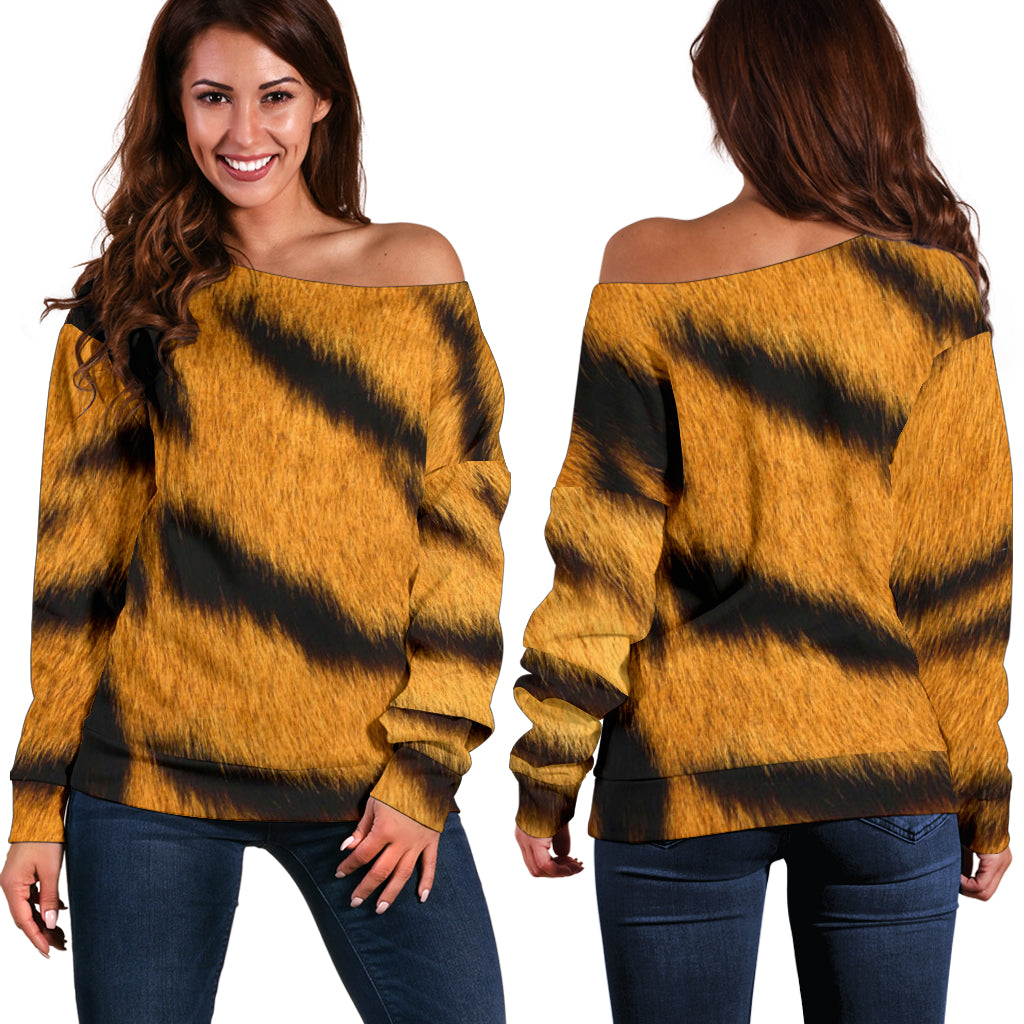 Women Teen Off Shoulder Sweater Animal Skin Texture 1-10