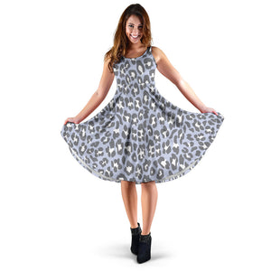 Women's Dress, No Sleeves, Custom Dress, Midi Dress, Leopard Print 03