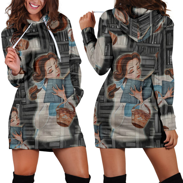 Studio11Couture Women Hoodie Dress Hooded Tunic Beauty And The Beast Bell Athleisure Sweatshirt