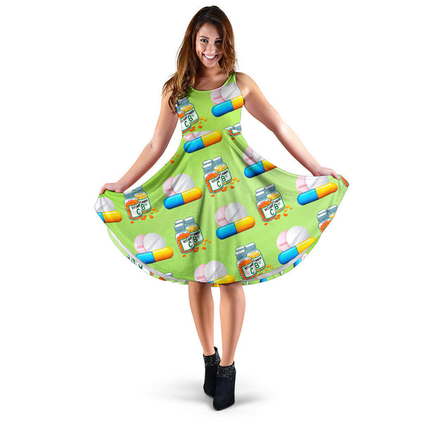 Women's Dress, No Sleeves, Custom Dress, Midi Dress, Doctor 1-07