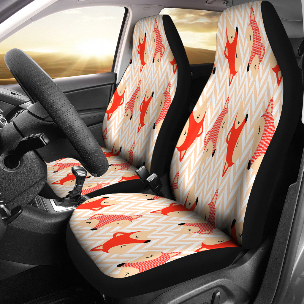 Cute Red Zigzag Large Fox Car Seat Covers