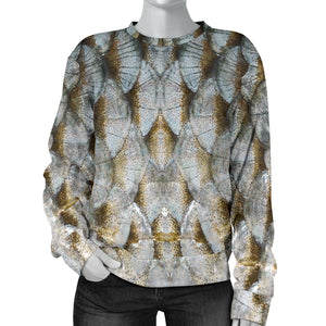 Custom Made Printed Designs Women's (Fish Scales) Sweater Animal Skin Texture