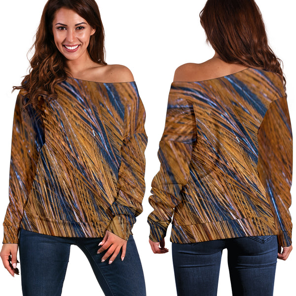 Women Teen Off Shoulder Sweater Feather 1-17
