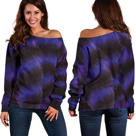 Women Teen Off Shoulder Sweater Feather 1-04