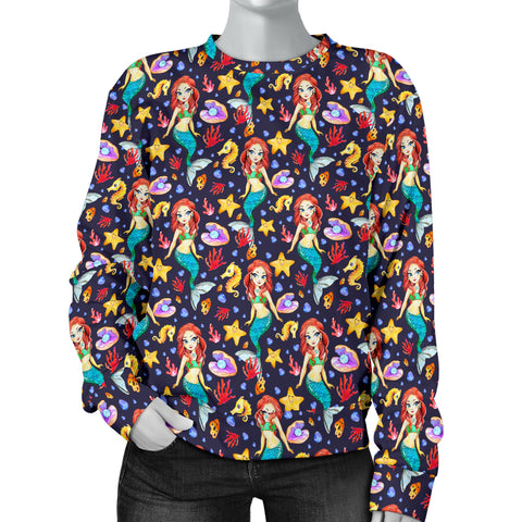 Custom Made Printed Designs Women's (D2) Sweater Mermaid