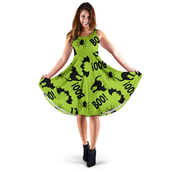 Women's Dress, No Sleeves, Custom Dress, Midi Dress, Trick Or Treat 07