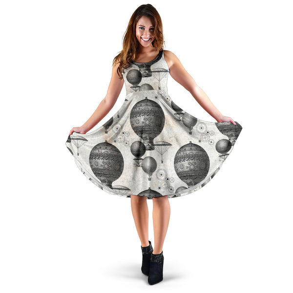 Women's Dress, No Sleeves, Custom Dress, Midi Dress, Steampunk 05