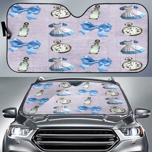 Cute Ribbon And Watch Alice In Wonderland Auto Sun Shades
