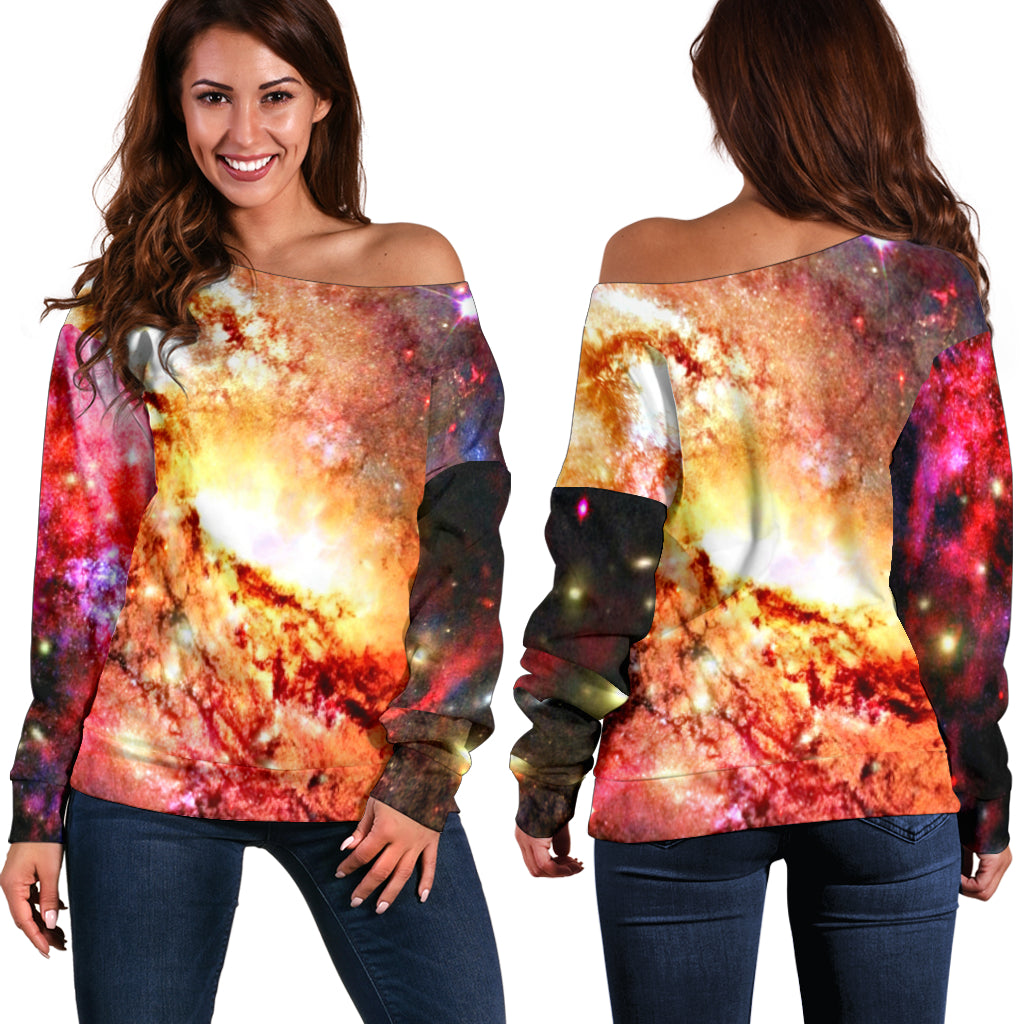Women Teen Off Shoulder Sweater Galaxy 6