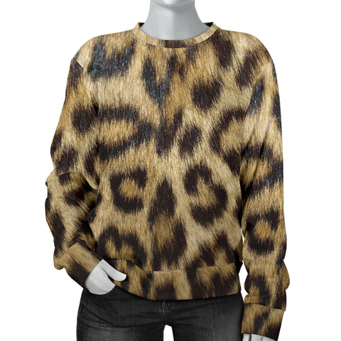 Custom Made Printed Designs Women's (Leopard) Sweater Animal Skin Texture