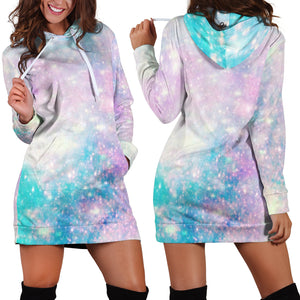 Studio11Couture Women Hoodie Dress Hooded Tunic Galaxy Pastel 5 Athleisure Sweatshirt